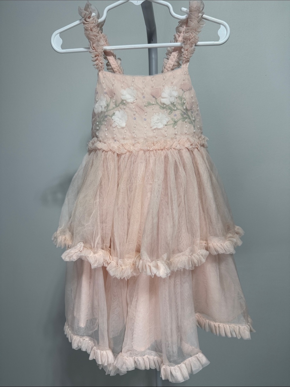 Shabby Chic Blush Pink Embroidered Tulle Dress